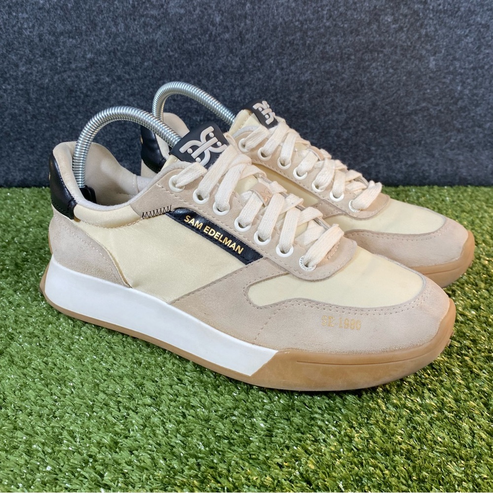 Sam Edelman Layla Athletic Sneakers Women's Size 9M Cream Nylon Suede 15610M9101